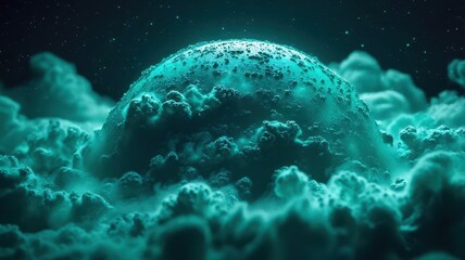Wall Mural - Large blue planet with a white cloud on it
