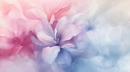 Canvas Print - Soft watercolor petals dissolving into a glowing mist with pastel gradient tones