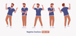 © andrew_rybalko - Man, bearded handsome guy casual sporty wear negative emotion set. Stylish athletic sportswear polo, jogs for exercise, modern active life, fit city activity. Vector flat style cartoon illustration