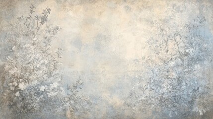 Wall Mural - Vintage Victorian floral design with intricate motifs in blue sepia and ivory tones