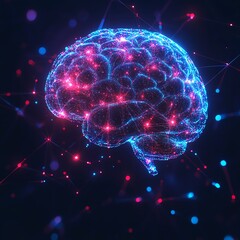 Aufkleber - Artificial intelligence digital brain with glowing neural networks, abstract technology visualization, futuristic design, neon colors, hightech artificial intelligence concept