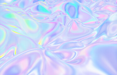 Poster - Abstract geometric crystal background, holographic, iridescent texture, liquid. 3d rendering.