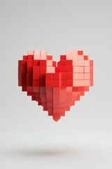 Wall Mural - pixel art heart, isolated on white background, colorful design, playful and fun.