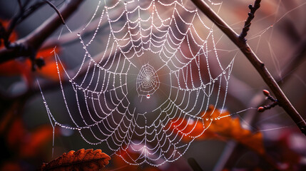spider web with dew drops