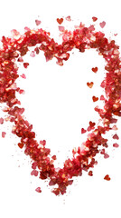 Aufkleber - Red glitter heart with small hearts floating around it, forming a frame on a transparent background, ideal for Valentine's Day projects