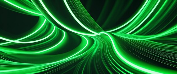 Wall Mural - elegant green theme neon glowing curves abstract background concept backdrop illustration cartoon