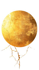 Aufkleber - Golden circle breaking apart, revealing fragmented edges against transparent backdrop, symbolizing elegant decay in design work