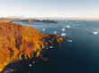 © Marcel - Aerial view of the coast line of South Georgia in golden morning light