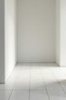 © kavalin - Empty Corner Room with White Walls and Tiled Floor A Minimalist Interior Design Concept