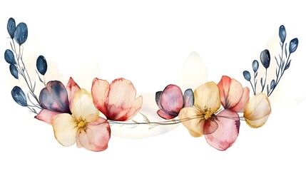 Aufkleber - A graceful watercolor floral bundle featuring hand painted blossoms in soft pastel tones arranged with precision and isolated against a minimalist white background for a serene romantic