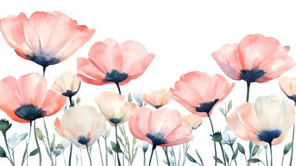 Poster - A charming watercolor set featuring abstract floral elements each flower painted with expressive brushstrokes and gentle color transitions creating a dreamy botanical aesthetic