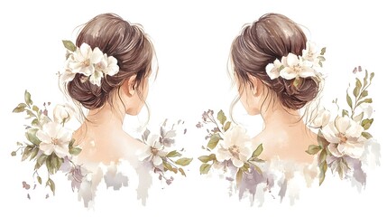 Aufkleber - Exquisite Watercolor Floral Showcasing Nature s Beauty   A charming set of hand painted watercolor flowers featuring organic shapes and expressive brushstrokes