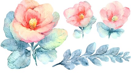 Poster - Stunning Hand Painted Watercolor Floral with Elegant Botanical Designs  This set features abstract vibrant floral artwork with delicate brushstrokes and clean backgrounds