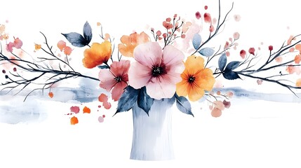 Poster - A beautifully curated collection of vibrant watercolor flowers showcasing soft and expressive botanical elements painted with flair
