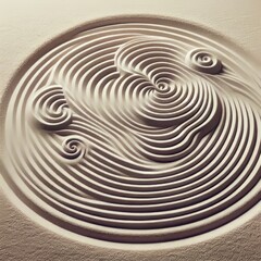 Wall Mural - zen garden raked sand pattern in neutral