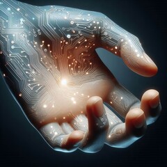 Wall Mural - the circuit board hand