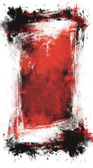 Poster - Grungy red and black brushstroke border edging transparent backdrop, creating textured artistic graphic design element