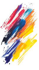 Fototapete - Vibrant color brushstrokes intersecting dynamically, creating abstract artistic composition with transparent background for graphic design purposes