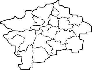  freehand drawing of Prague city map.