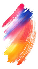 Poster - Vivid brush stroke blending colorful hues, forming dynamic artistic composition against transparent backdrop for creative graphic design