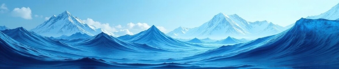 Naklejka na meble Deep blue glacial waves, translucent, abstract art, icy peaks, banner, serene