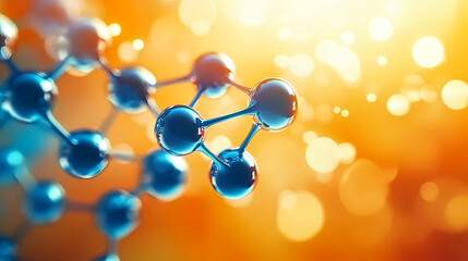 3D Molecular Structure in Blue and Orange