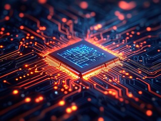 innovative technology showcase microchip design digital lab science close-up futuristic concepts