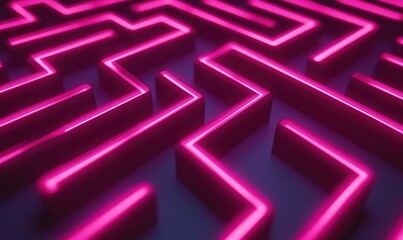 Pink neon maze background for game, tech, or abstract design