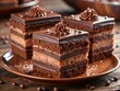 © Arnada - Delicious Siblings Sliding Chocolate Cake Slices, Sweet Treats, Family Dessert