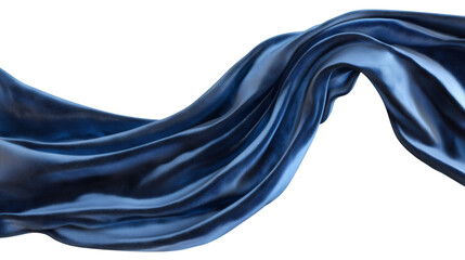 Poster - Smooth elegant blue satin cloth flowing with transparent background, ideal for luxury, fashion, or product presentations