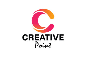 Creative point name logo icon symbol in 'C' letter typography design