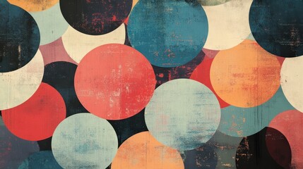 Wall Mural - Layered concentric ovals with halftone textures and soft paper creases for authenticity