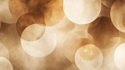 Wall Mural - Wallpaper with overlapping semi-transparent circles in burnt sienna with golden highlights