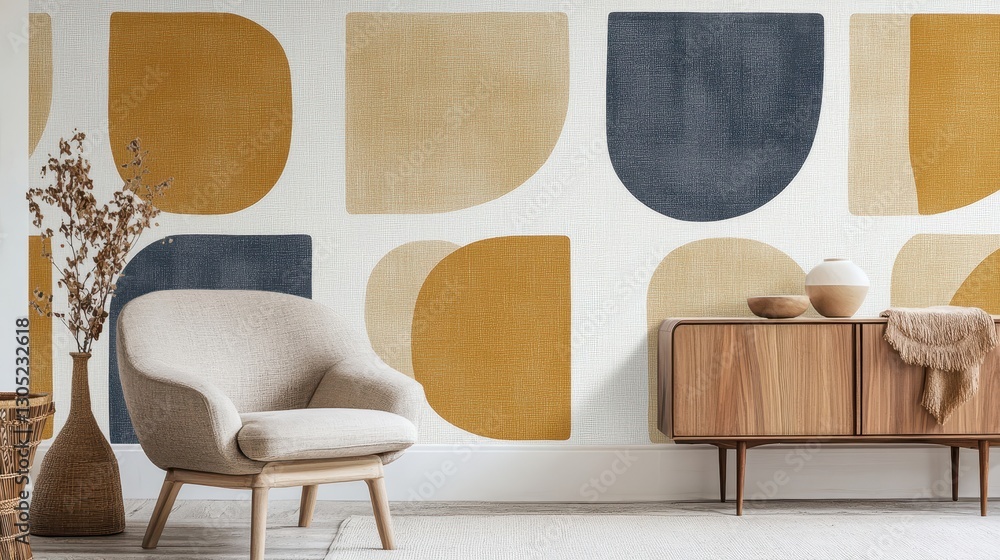 Wallpaper inspired by mid-century Scandinavian design with simple ... - Looks Inspired By Mid-Century Scandinavian Decor