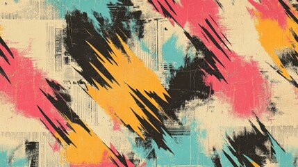 Wall Mural - Wallpaper inspired by comic books with energy bursts halftone textures and retro cyan and orange tones