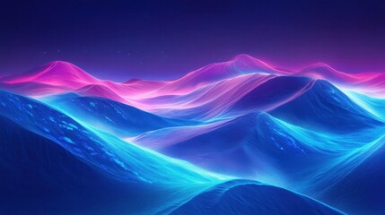 Wall Mural - Wallpaper of an abstract synthwave desert with glowing dunes and comic textures