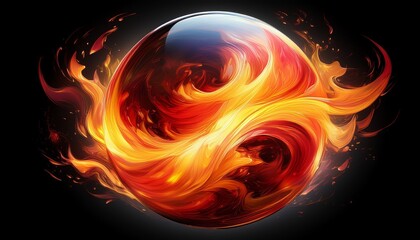 Wall Mural - burning heart on black background