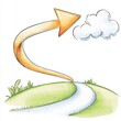 © ZethX - A winding path leads to a cloud, with an arrow pointing upward, symbolizing direction and aspiration in a harmonious landscape.