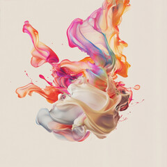 Canvas Print - A colorful flowing liquid forms in the air