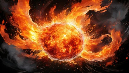 Wall Mural - burning fire in the dark