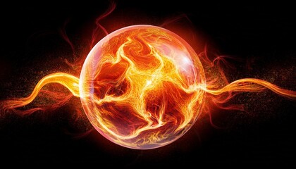 Wall Mural - fiery explosion on black background