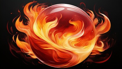 Wall Mural - burning heart on black