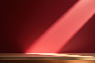 Aufkleber - Light beam creating shadow on red wall and tabletop