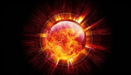 Wall Mural - fiery explosion on black background