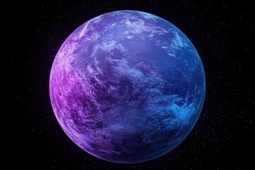 Wall Mural - planet earth glowing in space with purple and blue gradient color scheme
