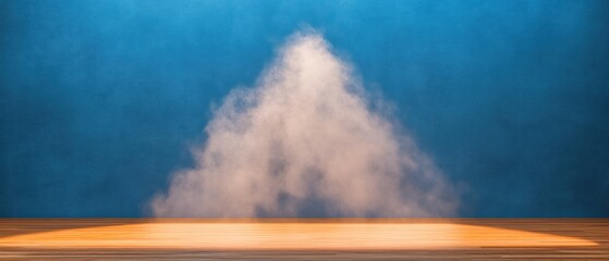 Aufkleber - Immersive Digital Performance Art Minimalist Wooden Stage with Dynamic Atmospheric Vapor Effect - Cutting-Edge Entertainment Design and Experiential Media Concept