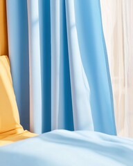 Aufkleber - Monochrome Color Drenching Serene Blue Textile Design Showcasing Modern Minimalist Soft Fabric Aesthetic for Interior Styling and Creative Visual Merchandising