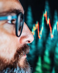 Aufkleber - AI-Powered Market Insights Millennial Traders Hyper-Focused Digital Analytics with Dynamic Holographic Performance Visualization - Next-Gen Financial Intelligence