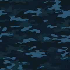 Wall Mural - army seamless blue camouflage navy military texture dark background