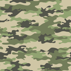 Wall Mural - green army camouflage background, vector modern forest texture, hunting pattern